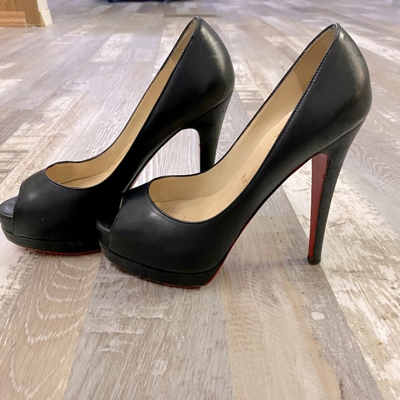 Christian Louboutin Shoes - Christian Louboutin. Perfect. Black/red peeptoe. Size 36. Worn only on carpet